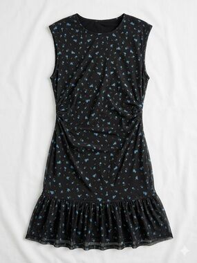 No Boundaries Black Dress with Blue Floral Print